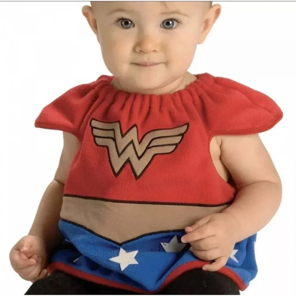 Baby Wonder Woman Costume Bib 0-9 Months DC Comics Halloween Shower Gift Cosplay